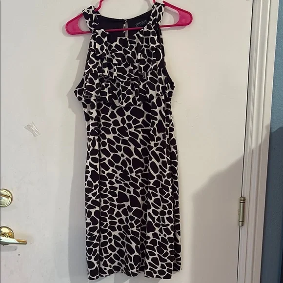 Enfocus Studio Black and White Halter Sheath Dress